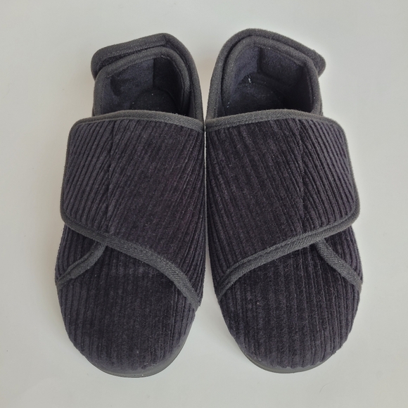 Comfortable Cozy Adjustable Corduroy Slippers Black size 8 - Picture 2 of 12